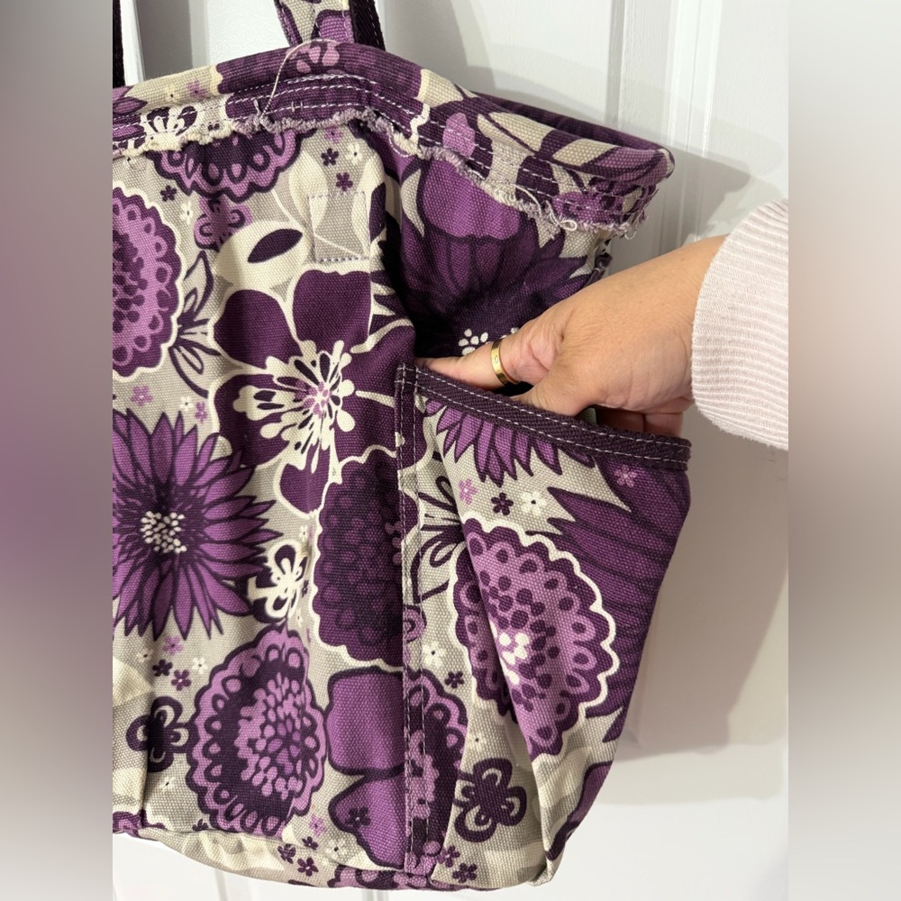 Thirty-One Retro Metro Small Tote Purple Floral Everyday Bag Organizer Travel - Picture 3 of 12